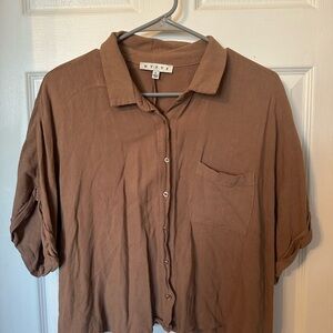 HYFVE Brown Cropped Button-Up Blouse
